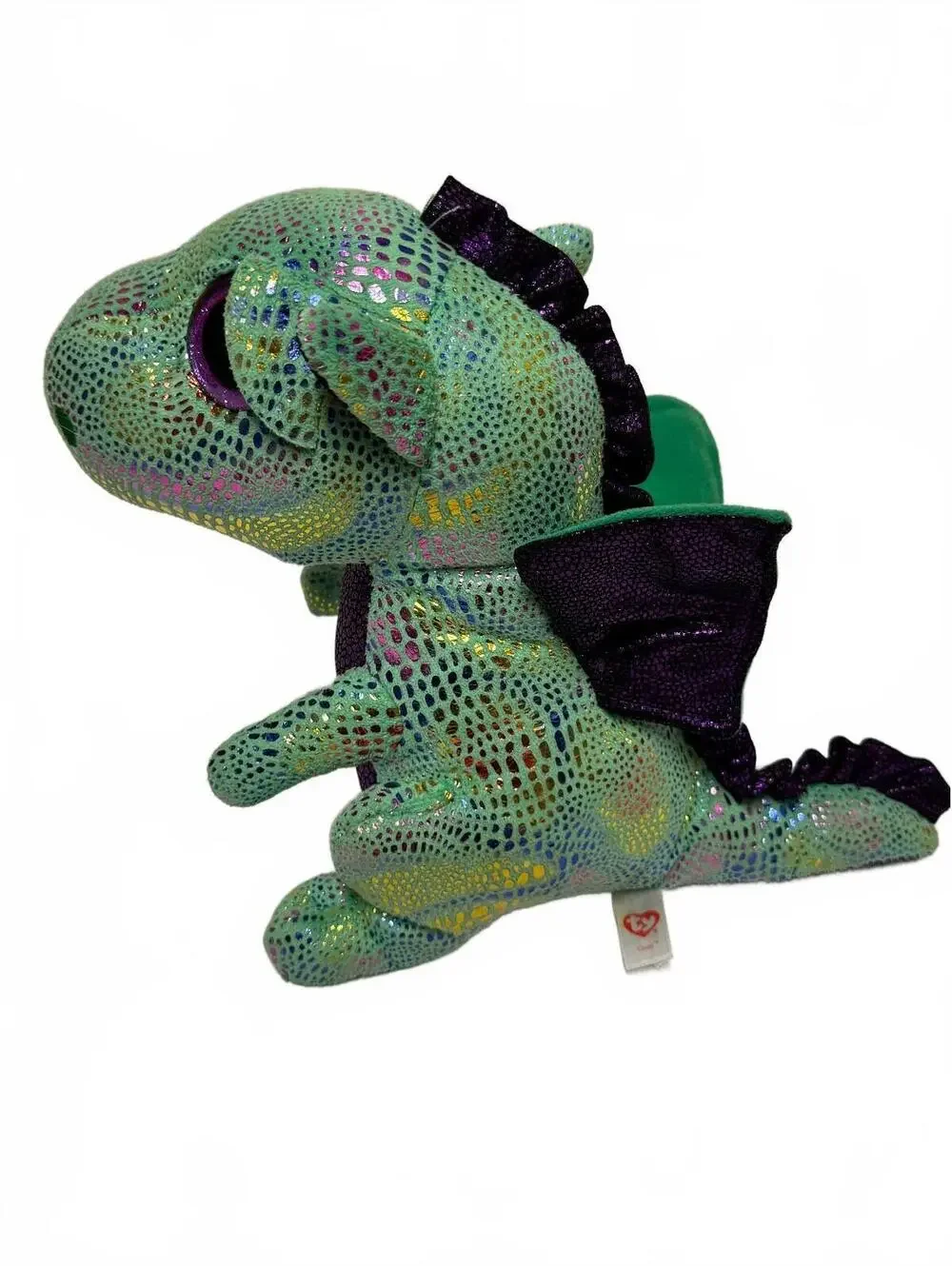 Ty Beanie Boos Cinder Green Dragon Plush Purple Wings 2015